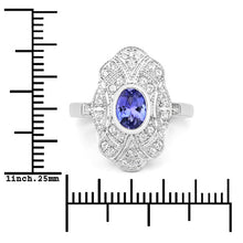 Load image into Gallery viewer, 1.17 Carat Genuine Tanzanite and White Topaz .925 Sterling Silver Ring
