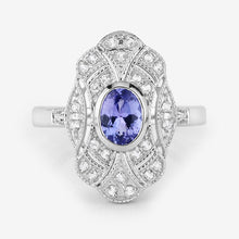 Load image into Gallery viewer, 1.17 Carat Genuine Tanzanite and White Topaz .925 Sterling Silver Ring