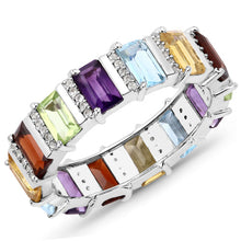 将图片加载到图库查看器,4.31 Carat Genuine Multi Stones .925 Sterling Silver Ring