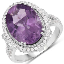 Load image into Gallery viewer, 5.55 Carat Genuine Amethyst & White Topaz .925 Sterling Silver Ring