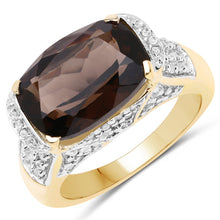 Load image into Gallery viewer, 6.65 Carat Genuine Smoky Quartz and White Topaz .925 Sterling Silver Ring