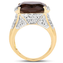 Load image into Gallery viewer, 6.65 Carat Genuine Smoky Quartz and White Topaz .925 Sterling Silver Ring