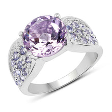 Load image into Gallery viewer, 4.07 Carat Genuine Amethyst & Tanzanite .925 Sterling Silver Ring