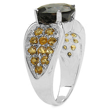 Load image into Gallery viewer, 3.78 Carat Genuine Smoky Quartz & Citrine .925 Sterling Silver Ring