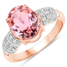 Load image into Gallery viewer, 3.11 Carat Genuine Pink Tourmaline and White Diamond 14K Rose Gold Ring