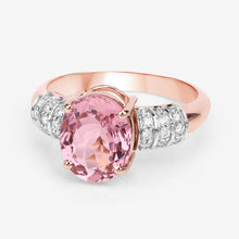 Load image into Gallery viewer, 3.11 Carat Genuine Pink Tourmaline and White Diamond 14K Rose Gold Ring