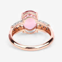 Load image into Gallery viewer, 3.11 Carat Genuine Pink Tourmaline and White Diamond 14K Rose Gold Ring
