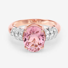 Load image into Gallery viewer, 3.11 Carat Genuine Pink Tourmaline and White Diamond 14K Rose Gold Ring