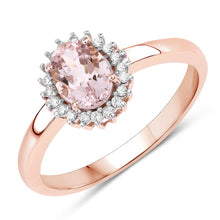 Load image into Gallery viewer, 0.81 Carat Genuine Morganite and White Diamond 14K Rose Gold Ring