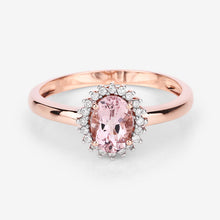 Load image into Gallery viewer, 0.81 Carat Genuine Morganite and White Diamond 14K Rose Gold Ring