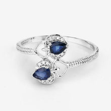 Load image into Gallery viewer, 0.34 Carat Genuine Blue Sapphire and White Diamond 14K White Gold Ring