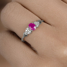 Load image into Gallery viewer, 0.36 Carat Genuine Ruby and White Diamond 14K White Gold Ring