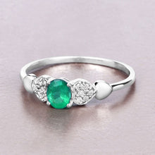 将图片加载到图库查看器,0.36 Carat Genuine Zambian Emerald and White Diamond 14K White Gold Ring