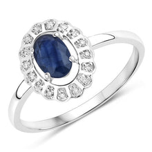 Load image into Gallery viewer, 0.52 Carat Genuine Blue Sapphire and White Diamond 14K White Gold Ring