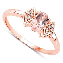 Load image into Gallery viewer, 0.46 Carat Genuine Morganite and White Diamond 14K Rose Gold Ring