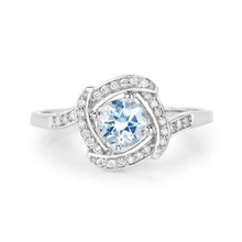 将图片加载到图库查看器,0.46 Carat Genuine Aquamarine and White Diamond 14K White Gold Ring