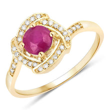 Load image into Gallery viewer, 0.63 Carat Genuine Ruby and White Diamond 14K Yellow Gold Ring