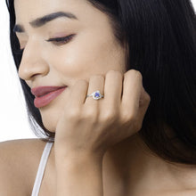 Load image into Gallery viewer, 0.55 Carat Genuine Tanzanite and White Diamond 14K White Gold Ring