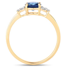 Load image into Gallery viewer, 1.08 Carat Genuine Blue Sapphire and White Diamond 14K Yellow Gold Ring