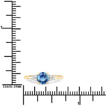 Load image into Gallery viewer, 1.08 Carat Genuine Blue Sapphire and White Diamond 14K Yellow Gold Ring