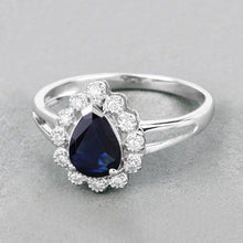 Load image into Gallery viewer, 1.46 Carat Genuine Blue Sapphire and White Diamond 10K White Gold Ring