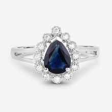 Load image into Gallery viewer, 1.46 Carat Genuine Blue Sapphire and White Diamond 10K White Gold Ring