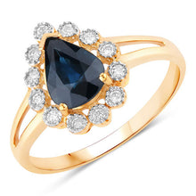 Load image into Gallery viewer, 1.46 Carat Genuine Blue Sapphire and White Diamond 10K Yellow Gold Ring