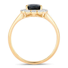 Load image into Gallery viewer, 1.46 Carat Genuine Blue Sapphire and White Diamond 10K Yellow Gold Ring