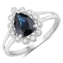 Load image into Gallery viewer, 1.46 Carat Genuine Blue Sapphire and White Diamond 14K White Gold Ring