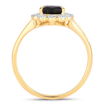 Load image into Gallery viewer, 1.46 Carat Genuine Blue Sapphire and White Diamond 14K Yellow Gold Ring