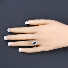 Load image into Gallery viewer, 1.46 Carat Genuine Blue Sapphire and White Diamond 14K White Gold Ring