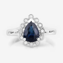 Load image into Gallery viewer, 1.46 Carat Genuine Blue Sapphire and White Diamond 14K White Gold Ring