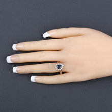 Load image into Gallery viewer, 1.46 Carat Genuine Blue Sapphire and White Diamond 10K Yellow Gold Ring