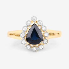 Load image into Gallery viewer, 1.46 Carat Genuine Blue Sapphire and White Diamond 10K Yellow Gold Ring