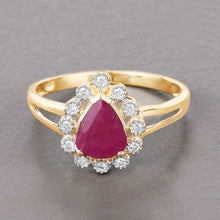 Load image into Gallery viewer, 1.31 Carat Genuine Ruby and White Diamond 10K Yellow Gold Ring