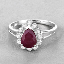 Load image into Gallery viewer, 1.31 Carat Genuine Ruby and White Diamond 14K White Gold Ring
