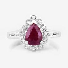 Load image into Gallery viewer, 1.31 Carat Genuine Ruby and White Diamond 14K White Gold Ring