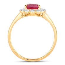 Load image into Gallery viewer, 1.31 Carat Genuine Ruby and White Diamond 14K Yellow Gold Ring