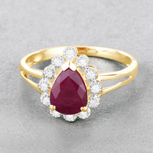 Load image into Gallery viewer, 1.31 Carat Genuine Ruby and White Diamond 14K Yellow Gold Ring