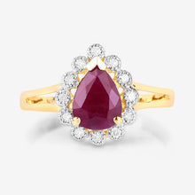Load image into Gallery viewer, 1.31 Carat Genuine Ruby and White Diamond 14K Yellow Gold Ring