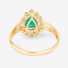 Load image into Gallery viewer, 1.22 Carat Genuine Zambian Emerald and White Diamond 10K Yellow Gold Ring