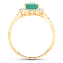 Load image into Gallery viewer, 1.22 Carat Genuine Zambian Emerald and White Diamond 14K Yellow Gold Ring