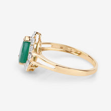 Load image into Gallery viewer, 1.22 Carat Genuine Zambian Emerald and White Diamond 14K Yellow Gold Ring