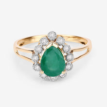 Load image into Gallery viewer, 1.22 Carat Genuine Zambian Emerald and White Diamond 14K Yellow Gold Ring