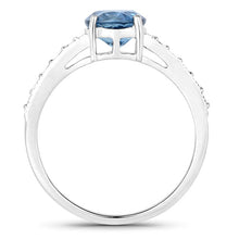 将图片加载到图库查看器,1.90 Carat Genuine Blue Sapphire and White Diamond 14K White Gold Ring