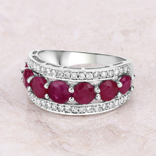 Load image into Gallery viewer, 3.24 Carat Genuine Ruby and White Diamond 14K White Gold Ring