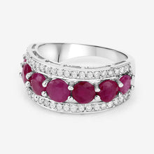 Load image into Gallery viewer, 3.24 Carat Genuine Ruby and White Diamond 14K White Gold Ring