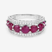 Load image into Gallery viewer, 3.24 Carat Genuine Ruby and White Diamond 14K White Gold Ring