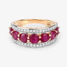 Load image into Gallery viewer, 3.24 Carat Genuine Ruby and White Diamond 14K Yellow Gold Ring