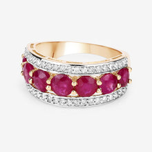Load image into Gallery viewer, 3.24 Carat Genuine Ruby and White Diamond 14K Yellow Gold Ring
